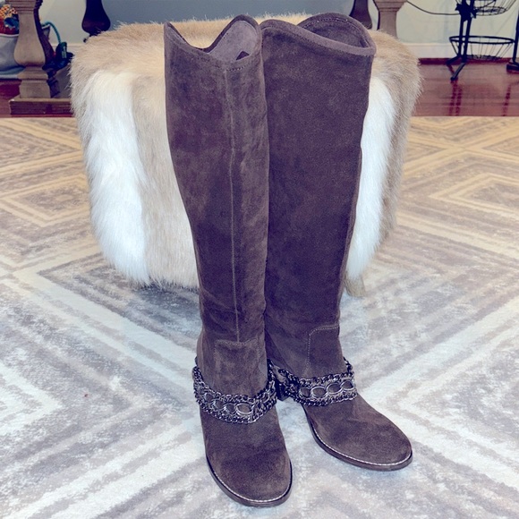 B. MAKOWSKY BOOTS knee high slouch brown boho size 8.5 leather suede - Picture 1 of 9